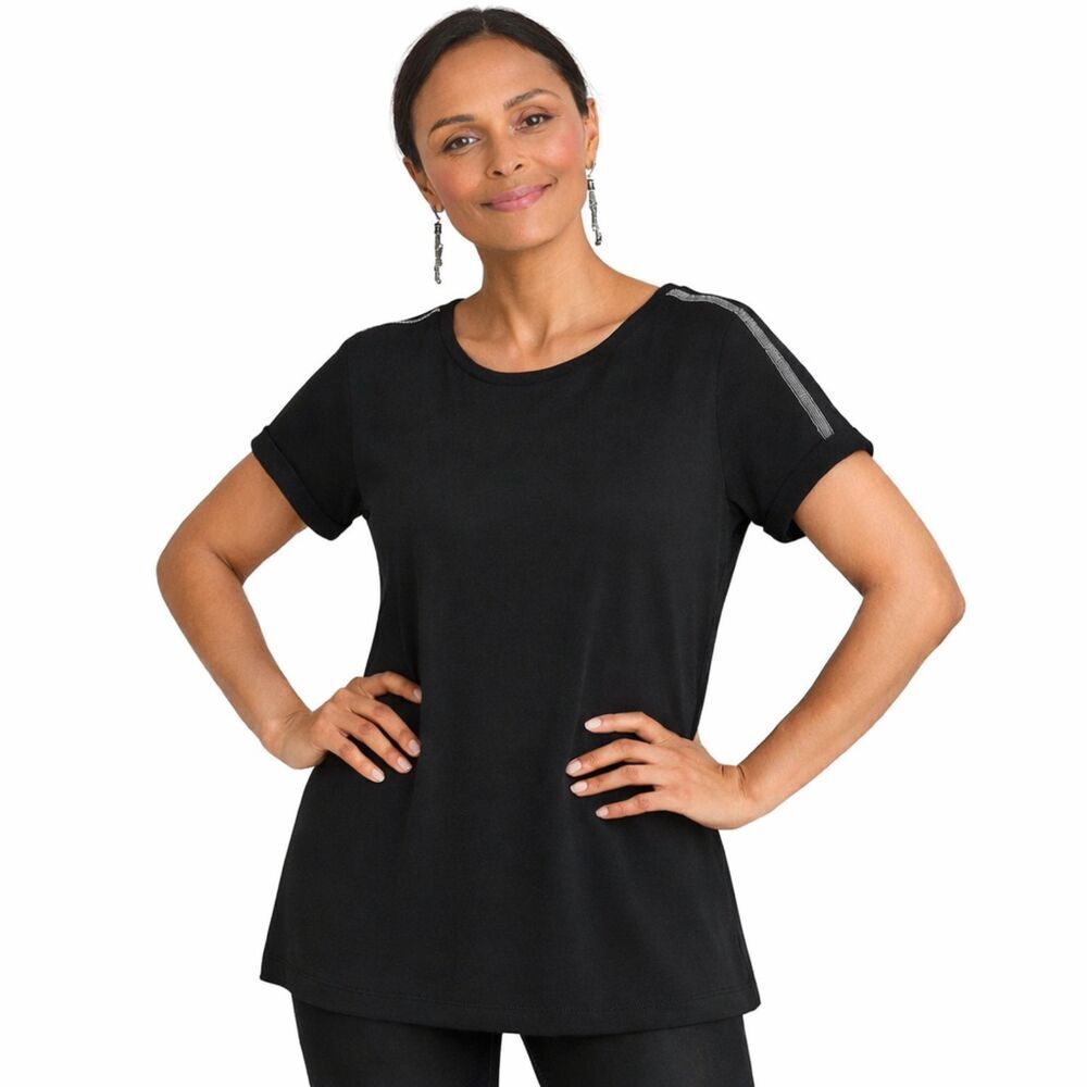 Chico’s Black Tunic Top Size 3 (16) NWOT Pima Cotton